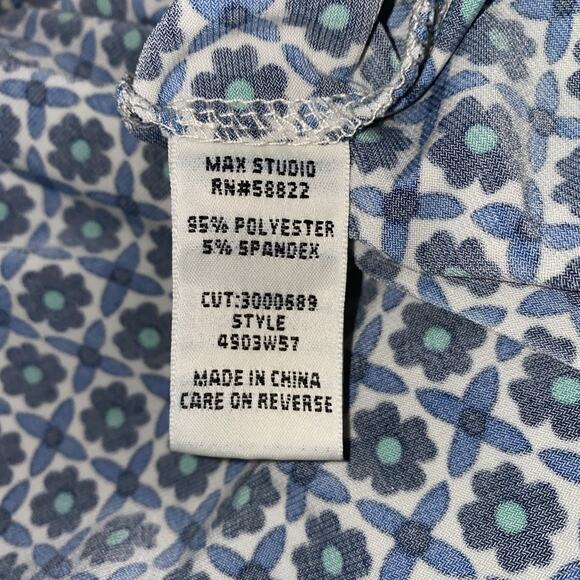 Max Studio Sleeveless Printed Dress Women’s Small Floral Blue White Green - Picture 9 of 9